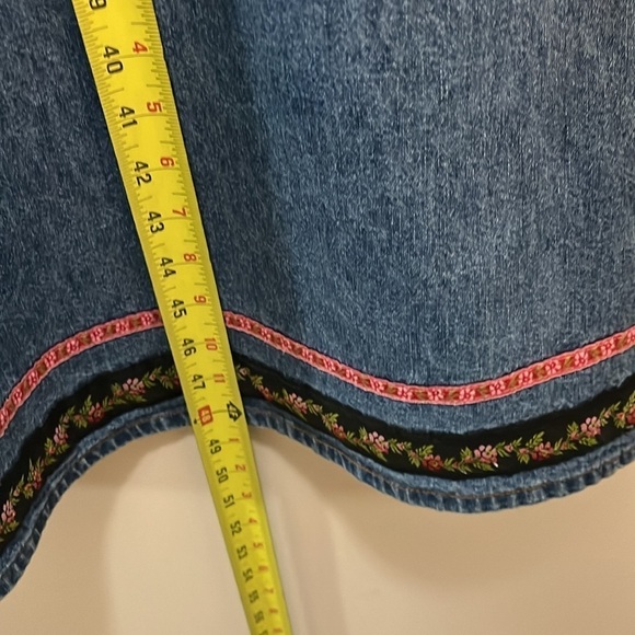 Studio Ease Denim Dress Sleeveless Blue Jean Maxi Ribbon Trim Women’s 16W - Picture 7 of 10